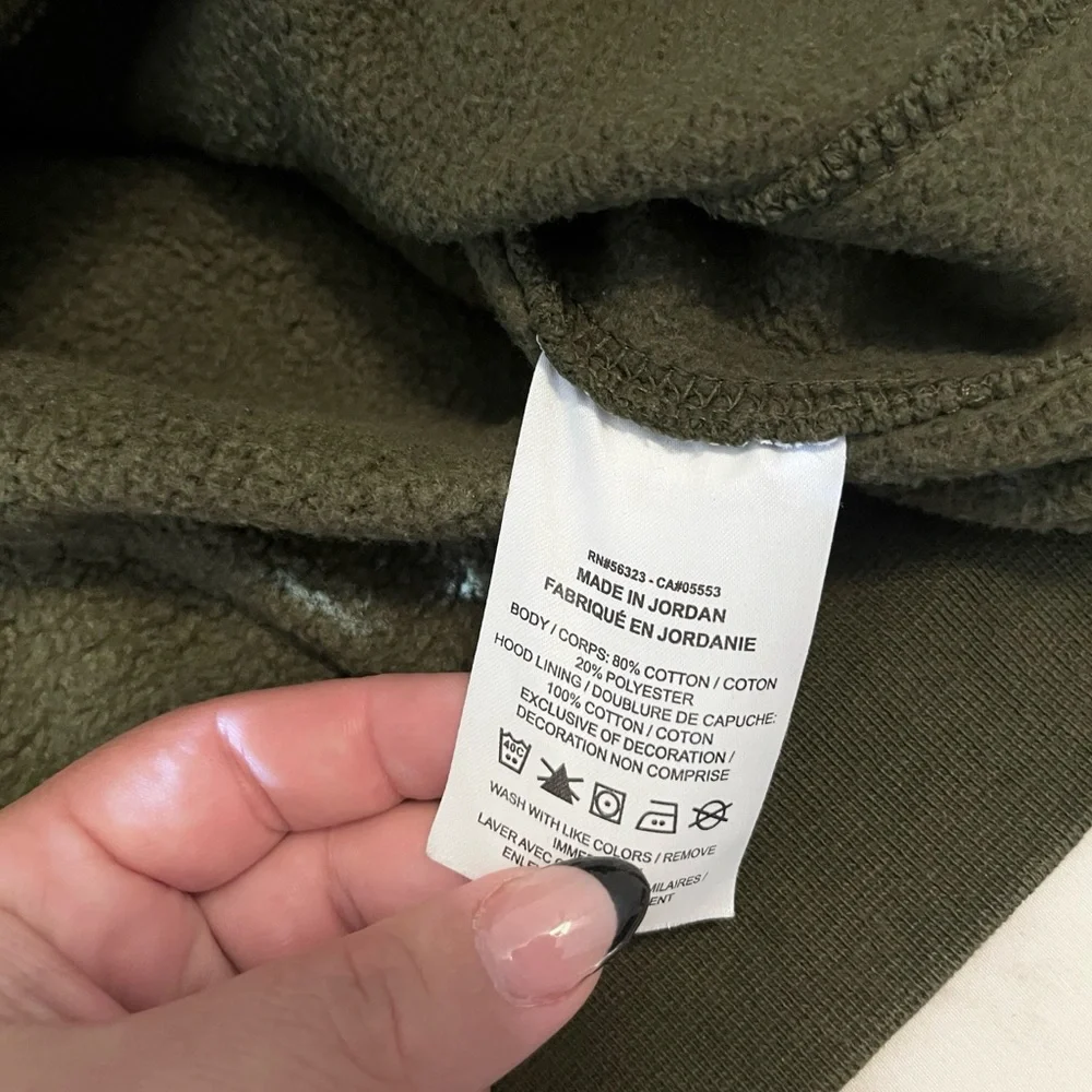 Nike Mens Army Green Fleece Hooded Pullover Sweatshirt size L